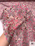 Floral Field Printed Silk Chiffon - Grey / Berry Pink / Blush / Brown