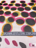 Morphed Circle Theme Printed Crinkled Silk Chiffon - Magenta / Orange / Tangerine / Green / Black / White