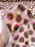 Morphed Circle Theme Printed Crinkled Silk Chiffon - Magenta / Orange / Tangerine / Green / Black / White