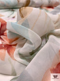 Watercolor Tropical Floral Printed Silk Chiffon - Earthy Pastels