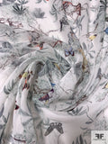 Jungle Inspired Printed Silk Chiffon - Smoky Turquoise / Off-White