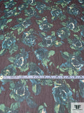 Hazy Floral Printed Crinkled Silk Chiffon - Greens / Brown