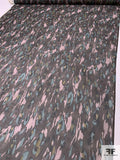 Abstract Printed Silk Chiffon - Brown / Black / Dusty Teal / Dusty Lavender