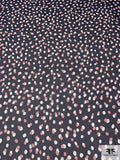 Dotted Printed Crinkled Silk Chiffon - Navy / Salmon / Off-White