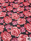 Floral Printed Silk Chiffon - Magenta / Light Pink / Black