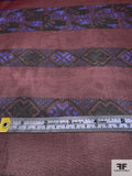 Ethnic Inspired Striped Printed Silk Chiffon - Wine Red / Indigo / Black