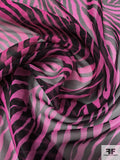 Tiger Printed Silk Chiffon - Magenta / Pink / Black