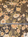 Trailing Floral Printed Silk Chiffon - Brown / Autumn Greens / Peach