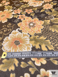 Trailing Floral Printed Silk Chiffon - Brown / Autumn Greens / Peach