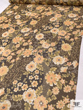 Trailing Floral Printed Silk Chiffon - Brown / Autumn Greens / Peach