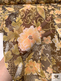 Trailing Floral Printed Silk Chiffon - Brown / Autumn Greens / Peach