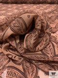 Circular Leaf Medallion Printed Silk Chiffon - Peachy-Nude / Brown / Dusty Rose
