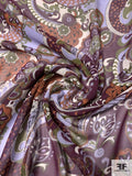 Paisley Printed Silk Chiffon - Purple / Lavender / Rust / Army Green