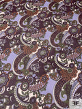 Paisley Printed Silk Chiffon - Purple / Lavender / Rust / Army Green