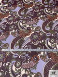 Paisley Printed Silk Chiffon - Purple / Lavender / Rust / Army Green