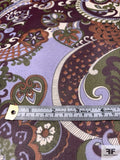 Paisley Printed Silk Chiffon - Purple / Lavender / Rust / Army Green