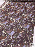 Paisley Printed Silk Chiffon - Purple / Lavender / Rust / Army Green