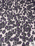 Animal Pattern Printed Silk Chiffon - Violet / Black / Grey / Off-White