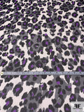 Animal Pattern Printed Silk Chiffon - Violet / Black / Grey / Off-White