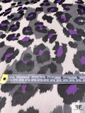 Animal Pattern Printed Silk Chiffon - Violet / Black / Grey / Off-White