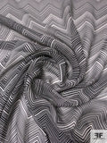 Hypnotic Chevron Printed Silk Chiffon - Black / Off-White