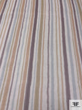 Painterly Vertical Striped Printed Slightly Crinkled Silk Chiffon - Light Ivory / Peach / Dusty Lavender / Pale Blue