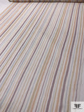 Painterly Vertical Striped Printed Slightly Crinkled Silk Chiffon - Light Ivory / Peach / Dusty Lavender / Pale Blue