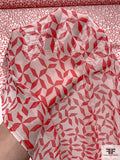 Parallelogram Prism Printed Crinkled Silk Chiffon - Red / Ivory