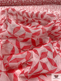 Parallelogram Prism Printed Crinkled Silk Chiffon - Red / Ivory