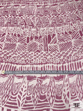 Ethnic Inspired Printed Silk Chiffon - Dark Magenta / Ivory