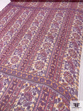 Paisley Floral Printed Slightly Crinkled Silk Chiffon Panel - Hot Magenta / Purple / Bright Orange