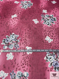 Floral Bouquets and Cloudy Animal Pattern Printed Silk Chiffon - Ruby Pink / Sage / Lavender / Blues