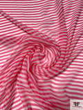 Horizontal Printed Crinkled Silk Chiffon - Bright Pink / Ivory