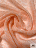 Floral Lace-Look Printed Crinkled Silk Chiffon - Tangerine / White