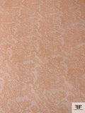 Floral Lace-Look Printed Crinkled Silk Chiffon - Tangerine / White