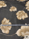 Romantic Floral Printed Silk Chiffon - Black / Beige / Tan