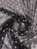 Polka Dot Printed Silk Chiffon - Black / White