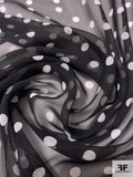 Polka Dot Printed Silk Chiffon - Black / White