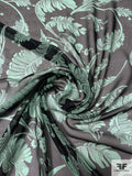 Leaf Printed Silk Chiffon - Cool Green / Black