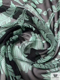 Leaf Printed Silk Chiffon - Cool Green / Black