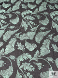 Leaf Printed Silk Chiffon - Cool Green / Black