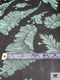 Leaf Printed Silk Chiffon - Cool Green / Black