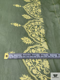 Border Pattern Printed Slightly Crinkled Silk Chiffon - Pickle Green / Chartreuse