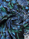 Italian Pamella Roland Floral Textured Brocade with Metallic Detailing - Blue / Green / Gold / Black