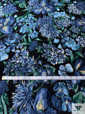 Italian Pamella Roland Floral Textured Brocade with Metallic Detailing - Blue / Green / Gold / Black