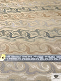 Wave Design Silk Necktie Jacquard Brocade - Beige / Greys