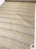 Wave Design Silk Necktie Jacquard Brocade - Beige / Greys