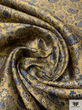 Paisley Silk Necktie Jacquard Brocade - Yellow-Gold / Navy