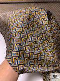 Rectangles Silk Necktie Jacquard Brocade - Turmeric / Navy / Blues / Brown