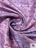 Wave Design Silk Necktie Jacquard Brocade - Antique Pink / Purple / Sky Blue